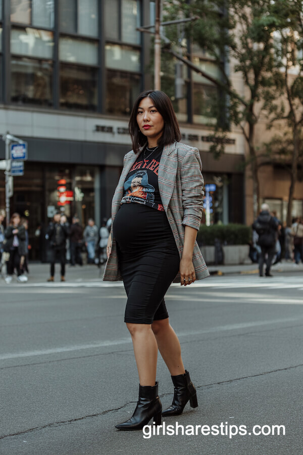 Plaid Blazer and Pencil Skirt Ensemble