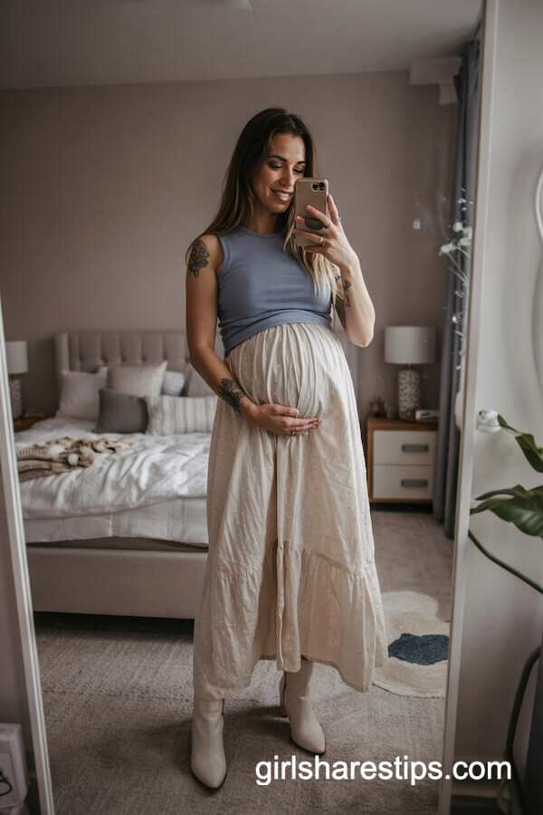 Blue Crop Top Layered Dress Ensemble
