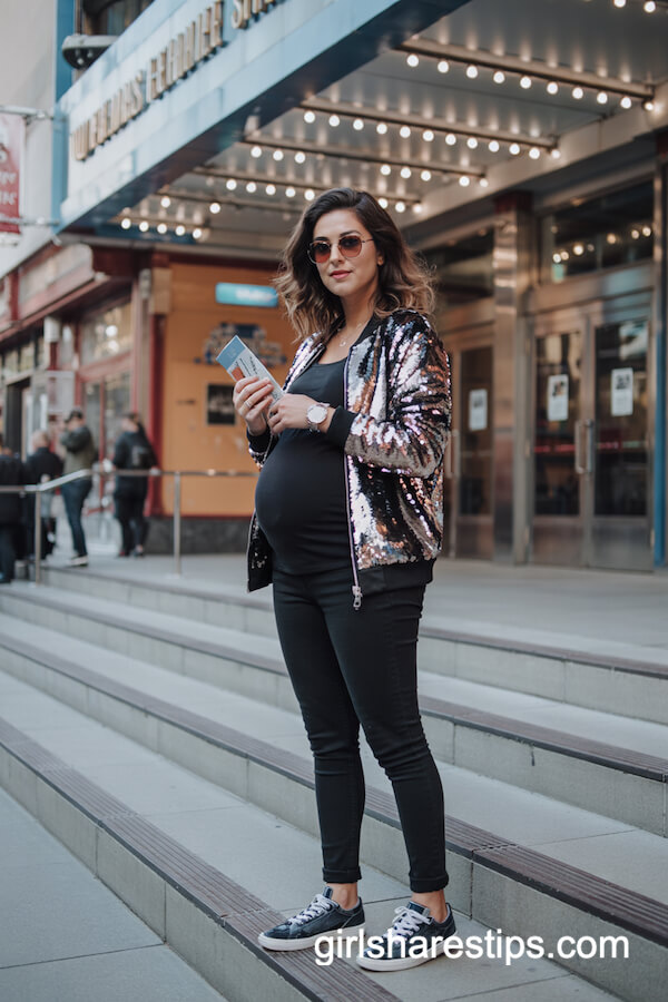 Sequin Bomber and Skinny Jeans Glam Look