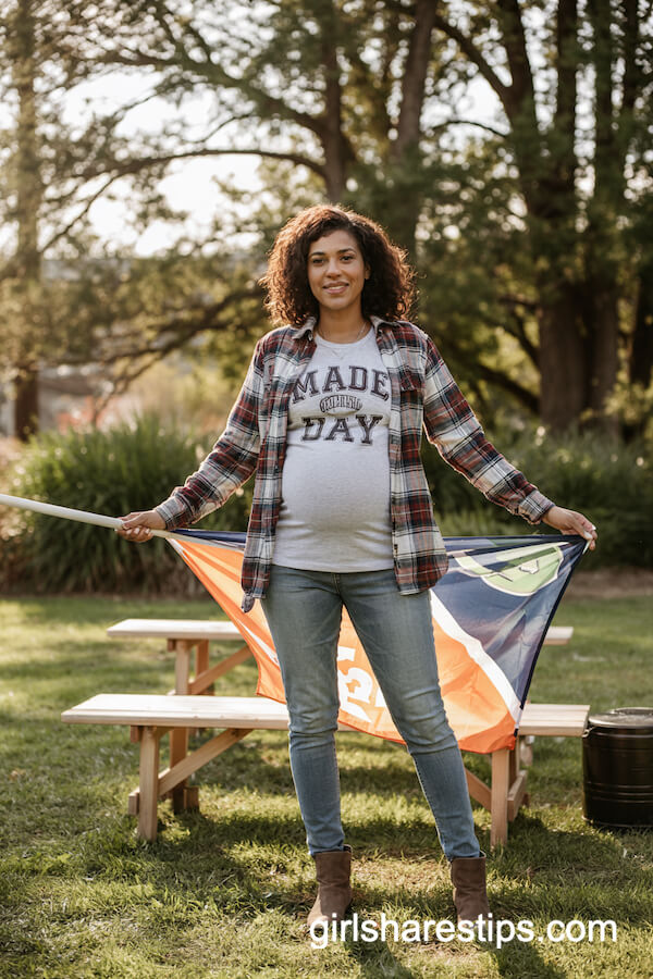 Plaid Shirt and Maternity Game Day Tee