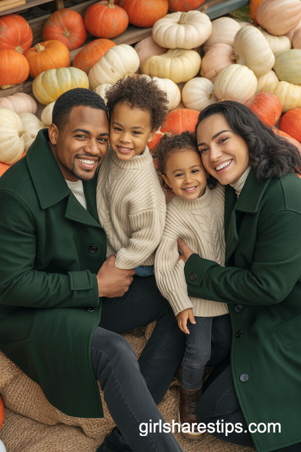 Dark Green Coats and Cable Knit Sweaters