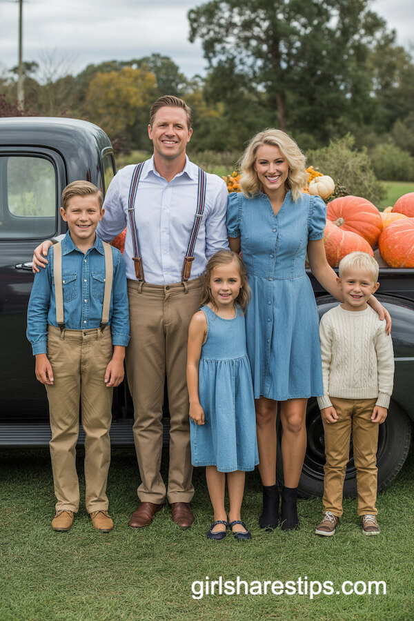 Suspenders and Chambray Dress