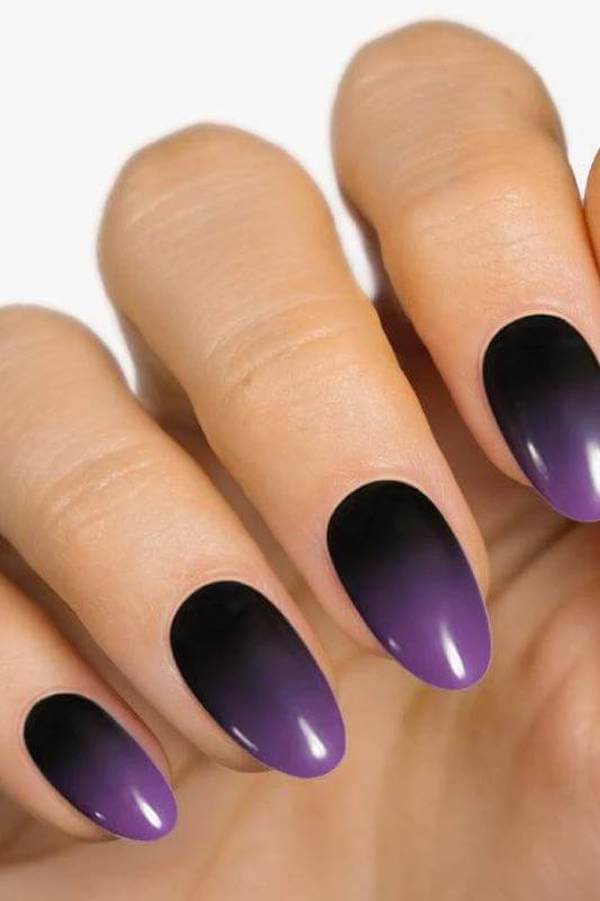 Purple to Black Ombre Witchy Nails