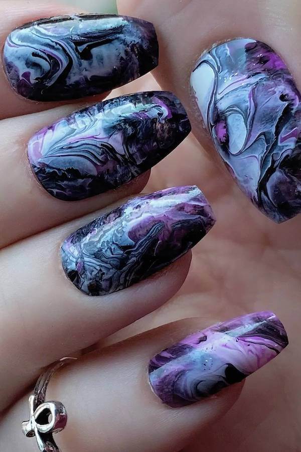 Marble Purple Witchy Nails