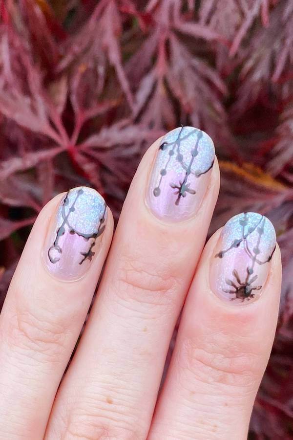 Pastel Purple Spiderweb Nails