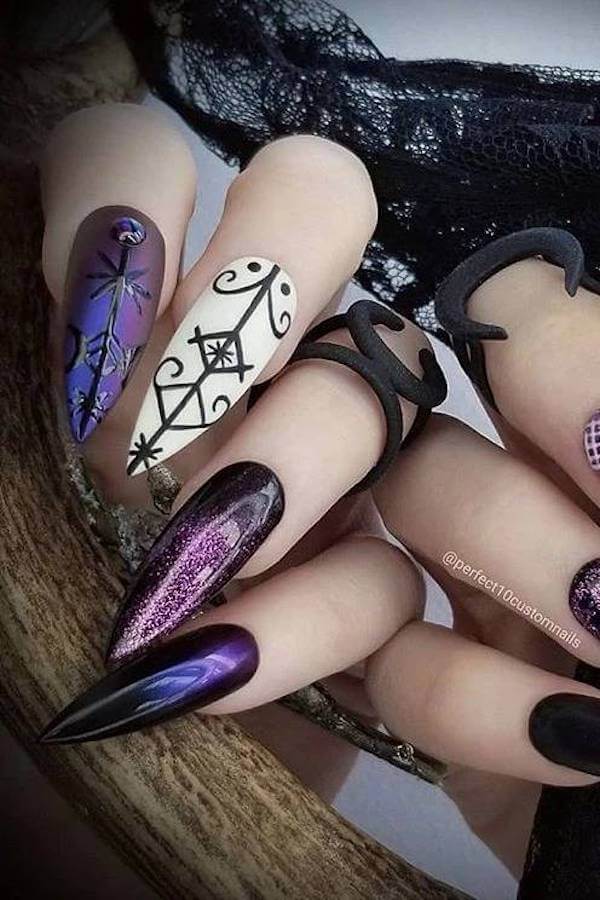 Gothic Purple Sigil Nails