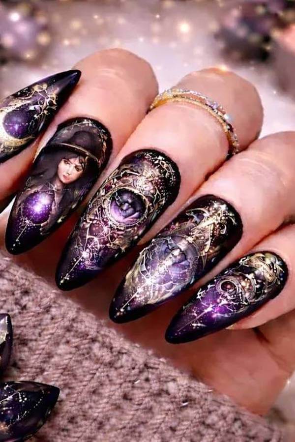 Mystical Sorceress Purple Nails