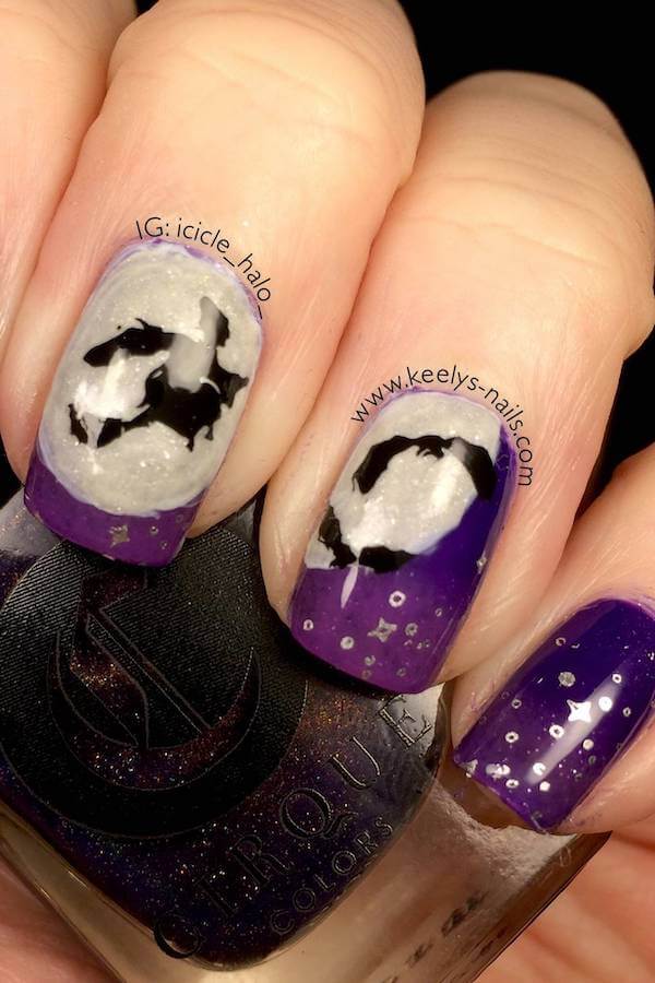 Purple Witchy Bat Nails