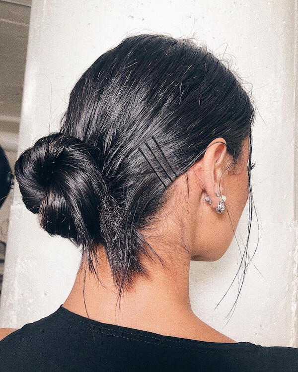 Simple Low Bun with Hair Pins