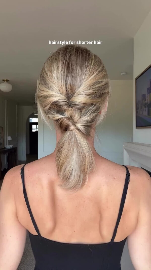 Twisted Low Ponytail for Short Hair