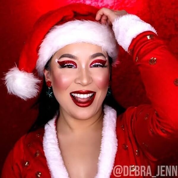 Classic Santa-Inspired Red Makeup