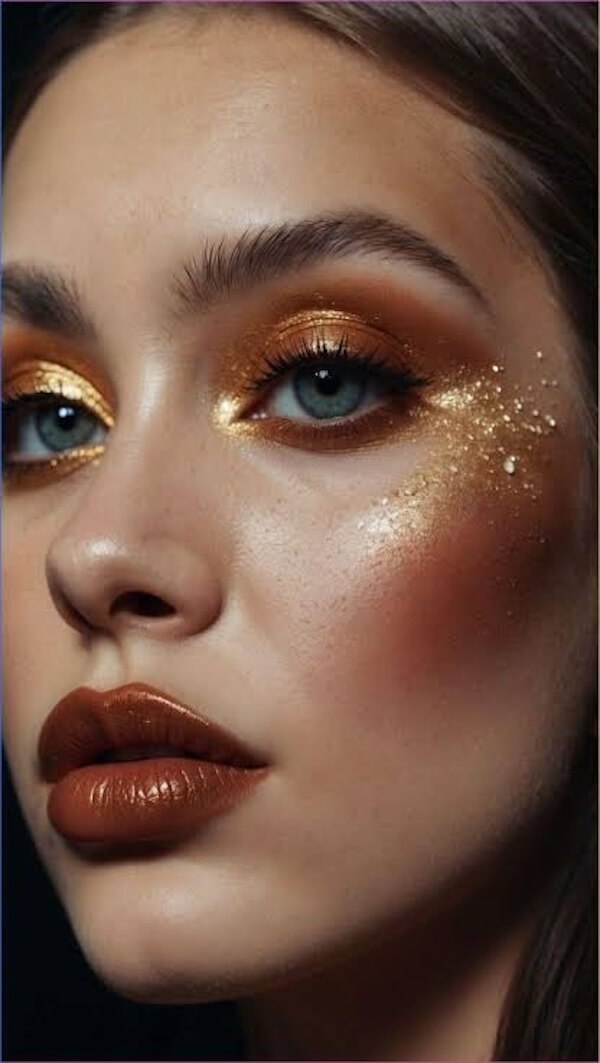 Gold Sparkle Festive Eye Makeup