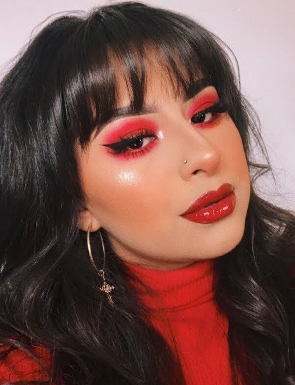 Bold Red Smokey Eye Makeup