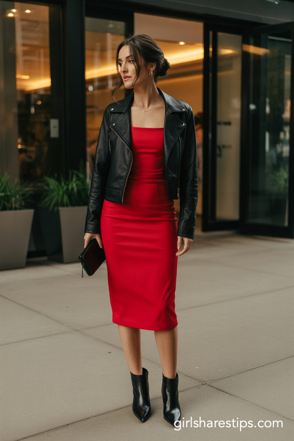 red dress with boots outfits