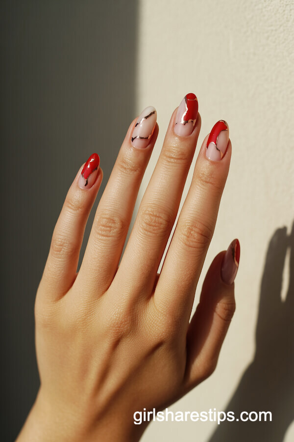 Red and Rose Gold Marble