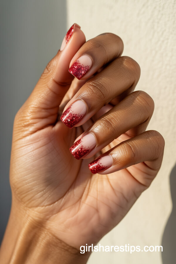 Sparkling Red French Fade