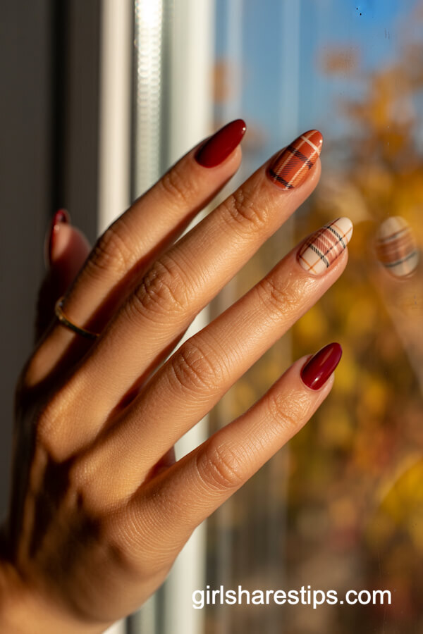 Red Shades with Plaid Art