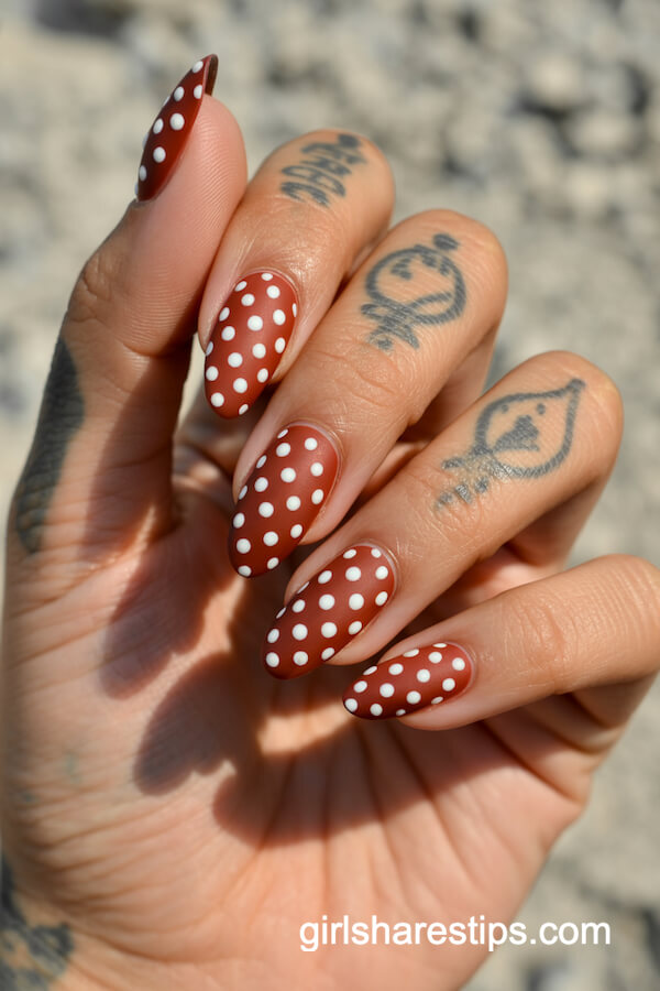 Matte Brick Red with White Dots