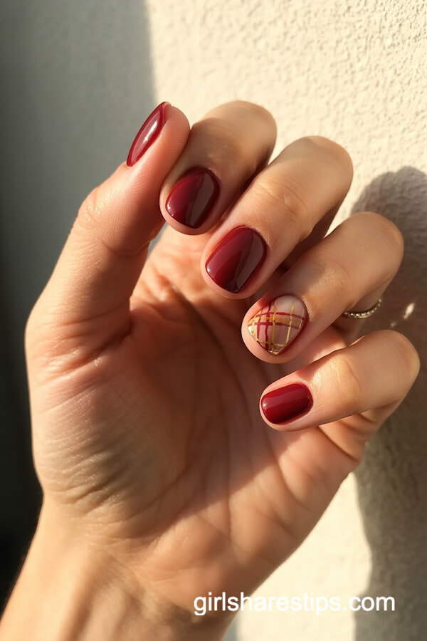 Oxblood with Plaid Accent