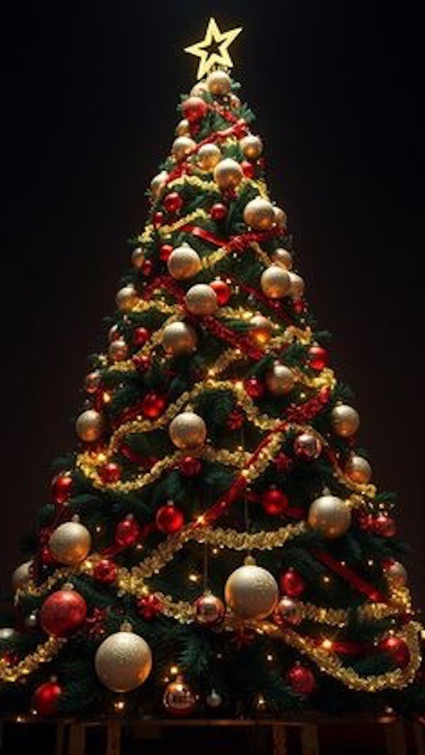 Classic Red and Gold Ornament Christmas Tree
