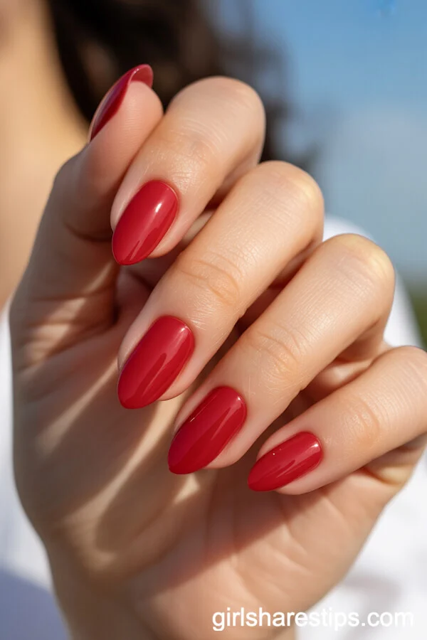 Classic Red Almond Nails