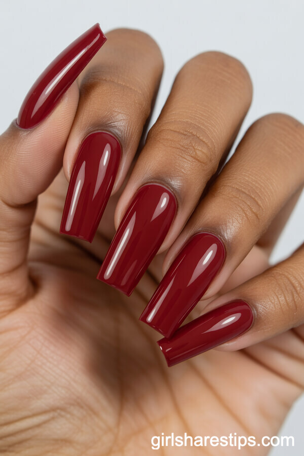 Ultra Glossy Scarlet Coffin Nails