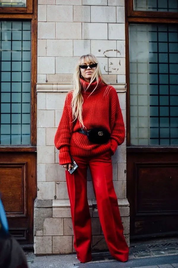 red sweater outfit ideas