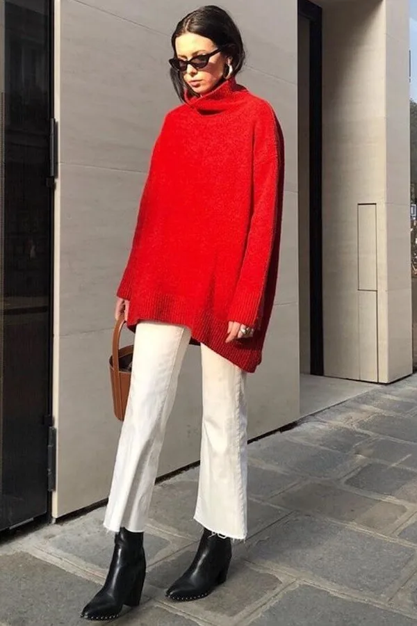 red sweater outfit ideas