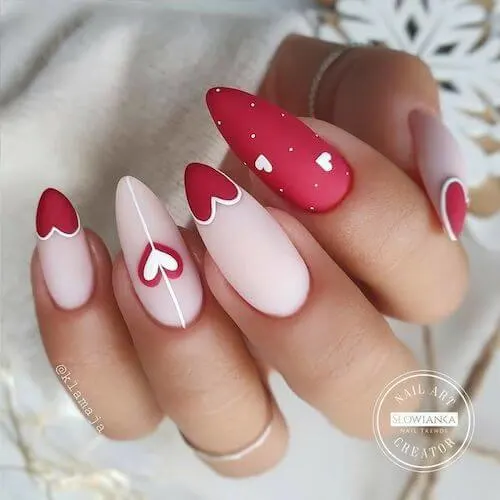 red Valentines Day nails ideas