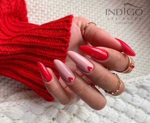 red Valentines Day nails ideas