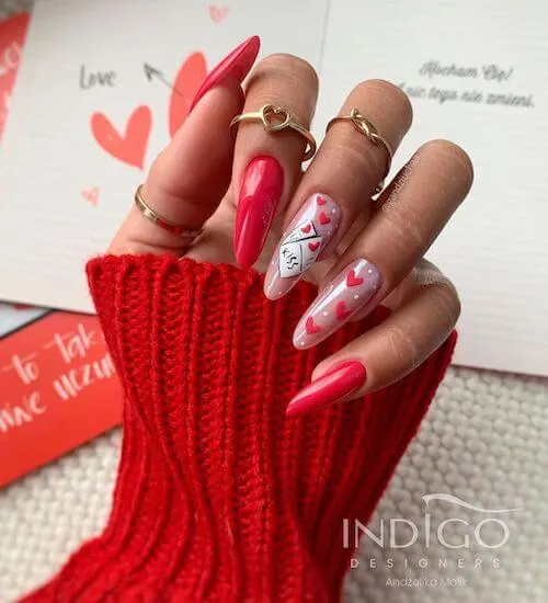 red Valentines Day nails ideas