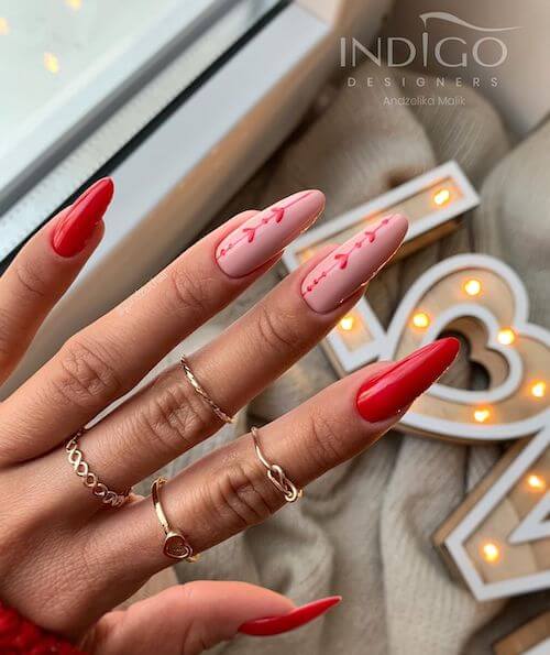 red Valentines Day nails ideas