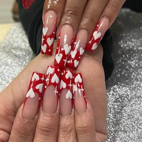 red Valentines Day nails ideas