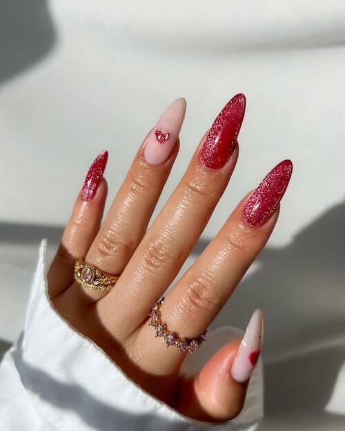 red Valentines Day nails ideas