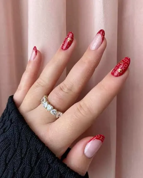 red Valentines Day nails ideas