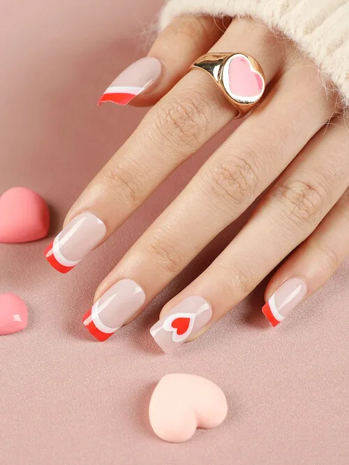 red Valentines Day nails ideas