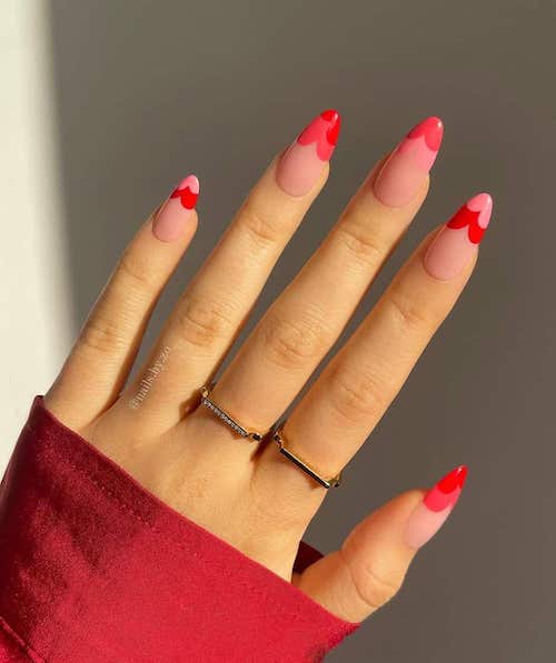 red Valentines Day nails ideas