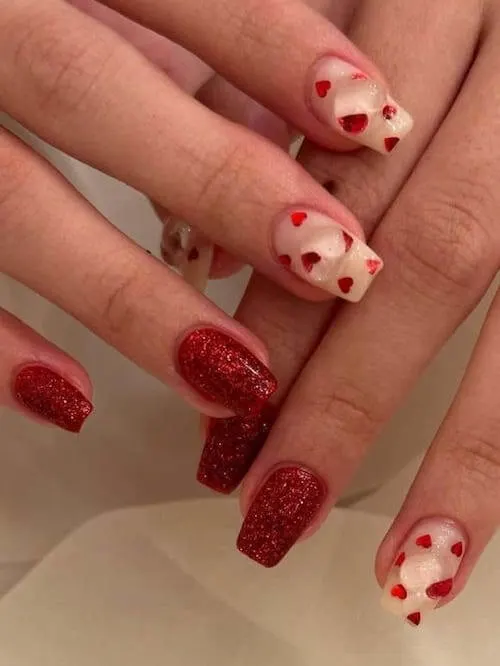 red Valentines Day nails ideas