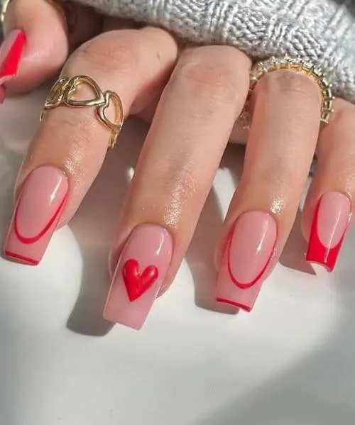 red Valentines Day nails ideas