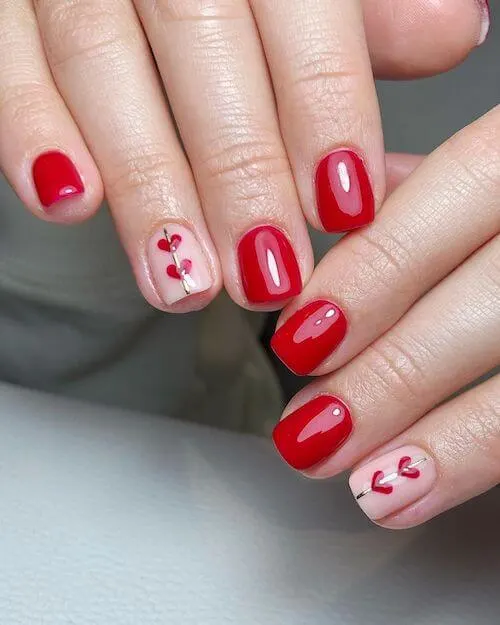 red Valentines Day nails ideas