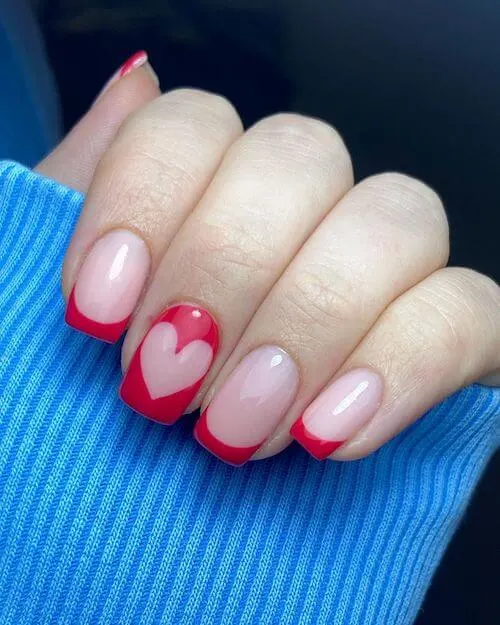 red Valentines Day nails ideas