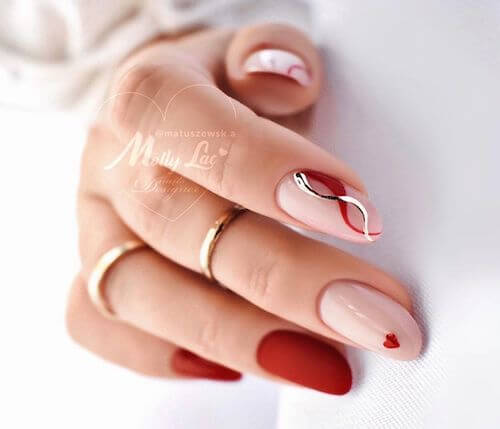 red Valentines Day nails ideas