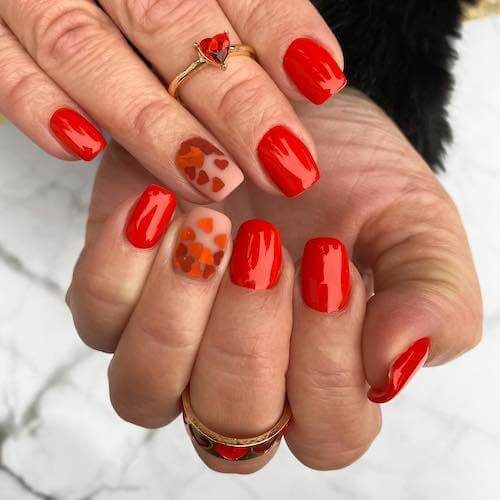 red Valentines Day nails ideas