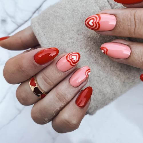 red Valentines Day nails ideas