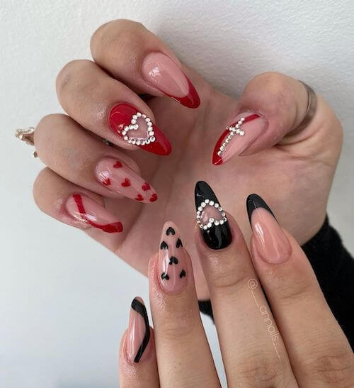 red Valentines Day nails ideas