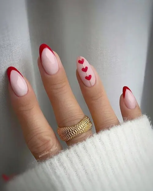 red Valentines Day nails ideas