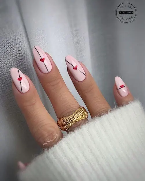 red Valentines Day nails ideas