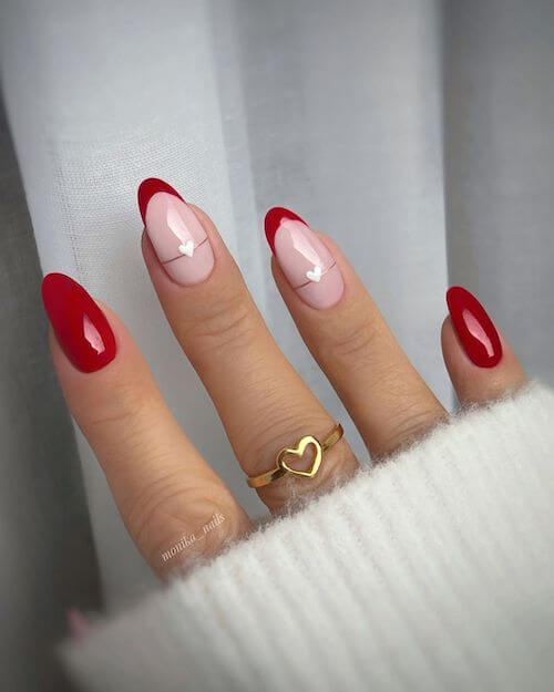 red Valentines Day nails ideas