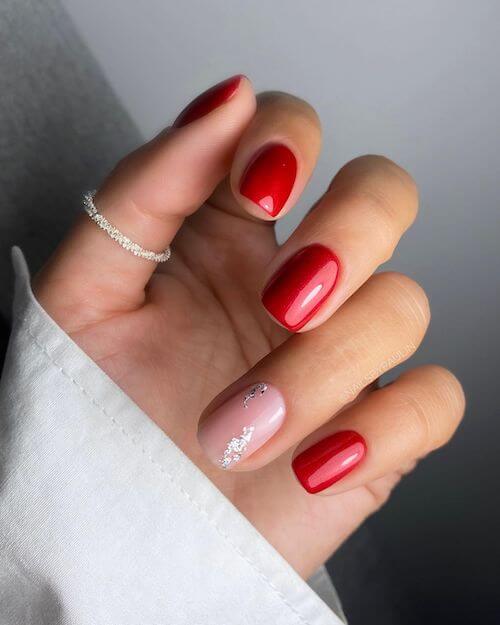 red Valentines Day nails ideas