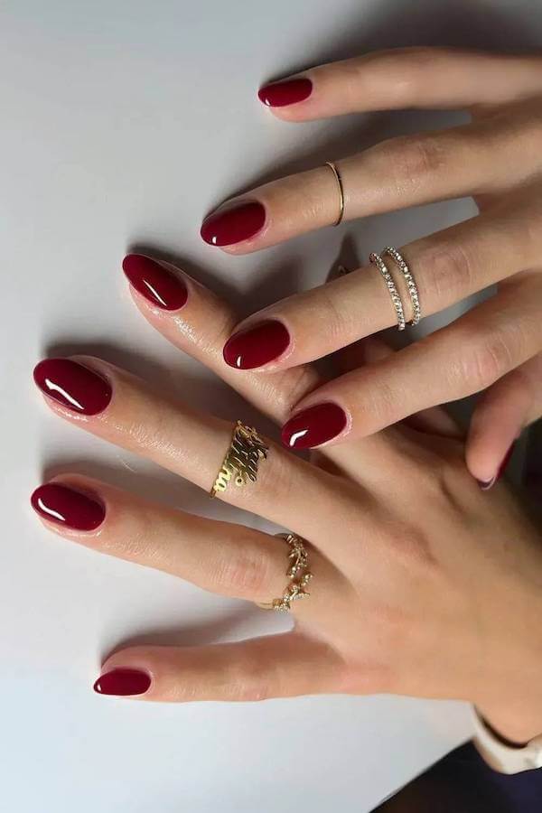 Classic Red Glossy Nails